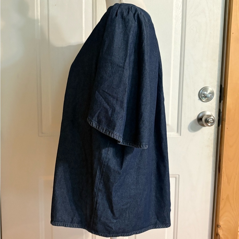 Crown & Ivy Denim V-Neck Short Sleeve Tunic - Blouse size XXL NWT - Picture 4 of 12